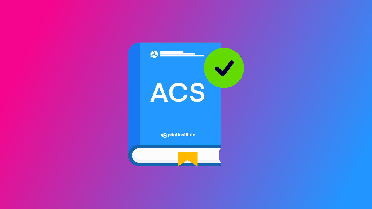 Illustration of an ACS handbook with a green checkmark.