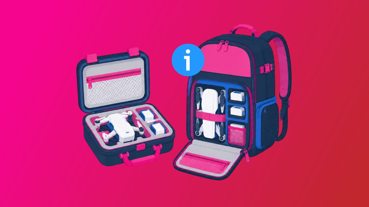 Drone flight bag and hard case with a backpack on a pink gradient background — Pilot Institute