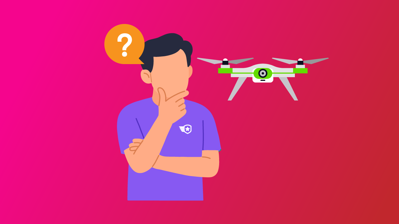 Vector illustration of a man pondering how to fly a drone