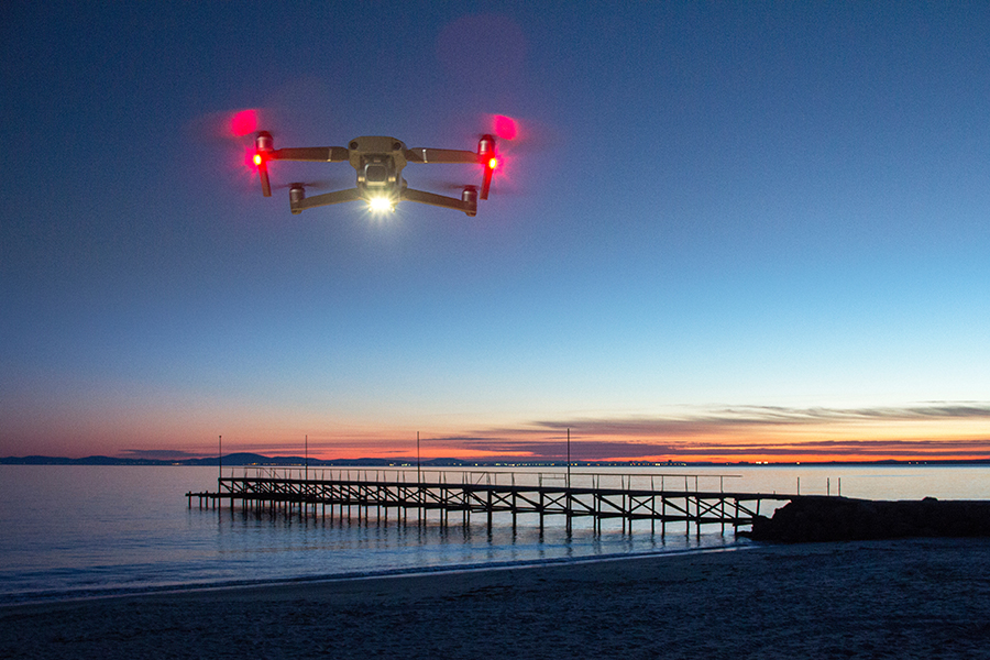 Flying a drone store at night