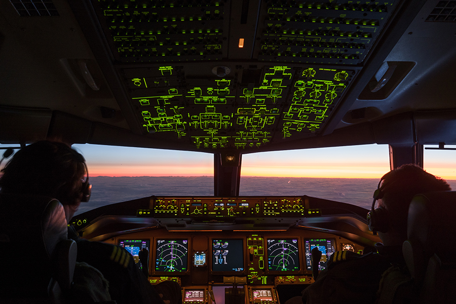 plane flying at night