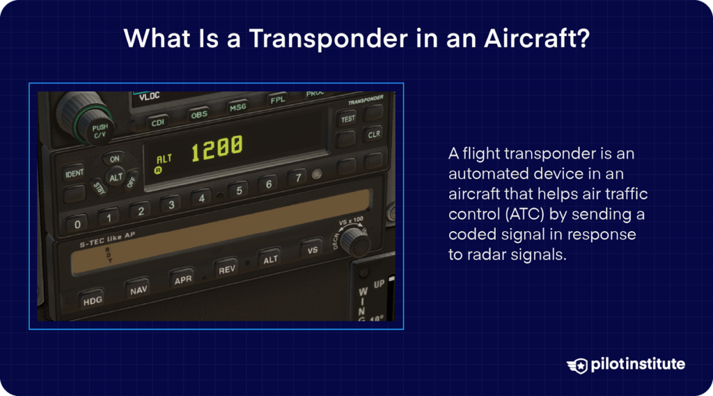 Aircraft transponder display showing 1200 code, used for ATC communication.