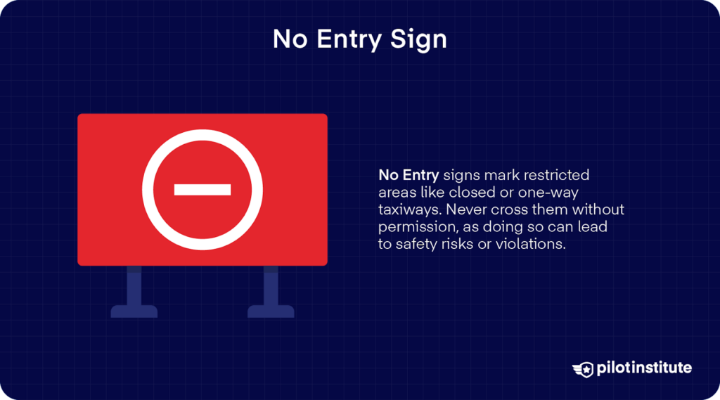 Red No Entry airport sign with a white horizontal bar inside a circle.