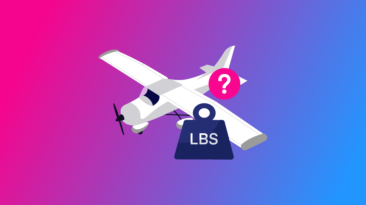 Small airplane above weight scale illustrating aircraft useful load concept