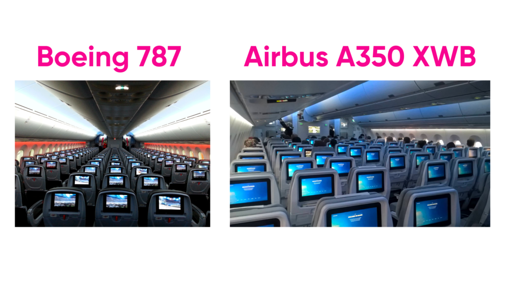 Boeing 787 and Airbus A350 XWB cabins