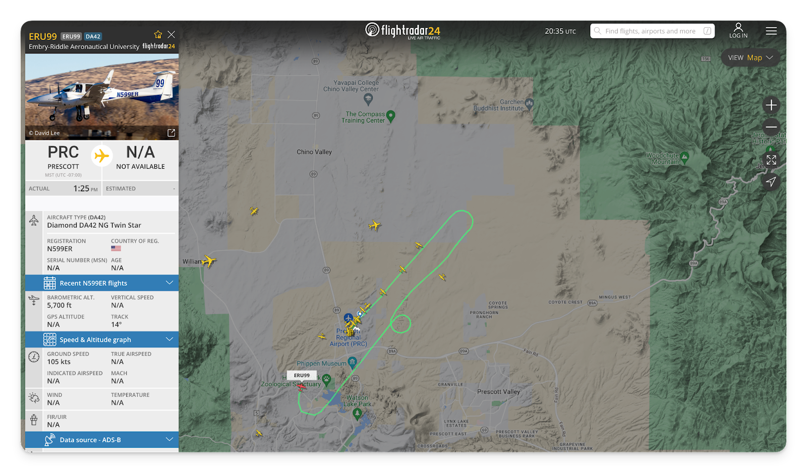 A screenshot of the FlightRadar24 website.