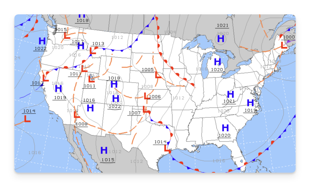 A screenshot of a surface analysis chart.