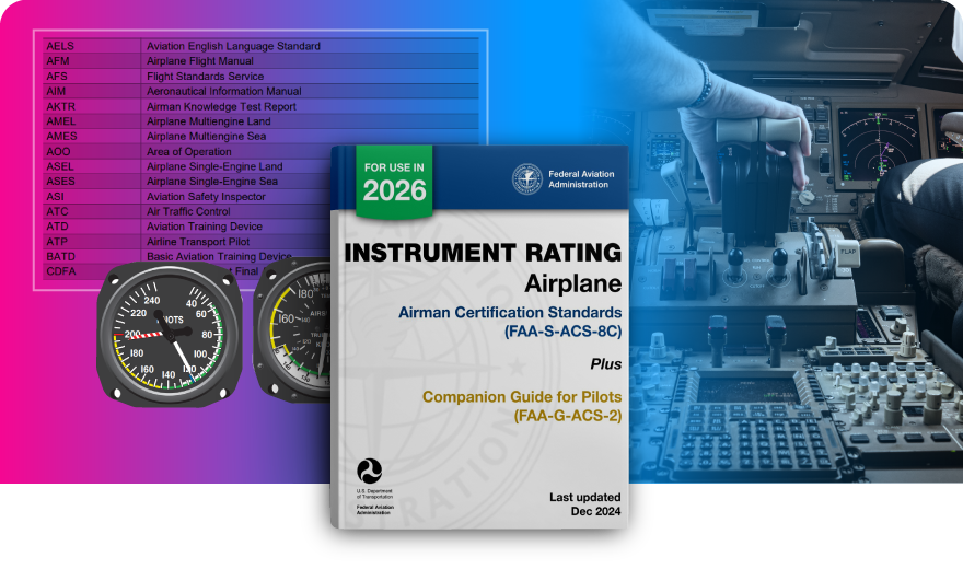 Instrument Rating Airplane ACS FAA-S-ACS-8C cover with companion guide — Pilot Institute
