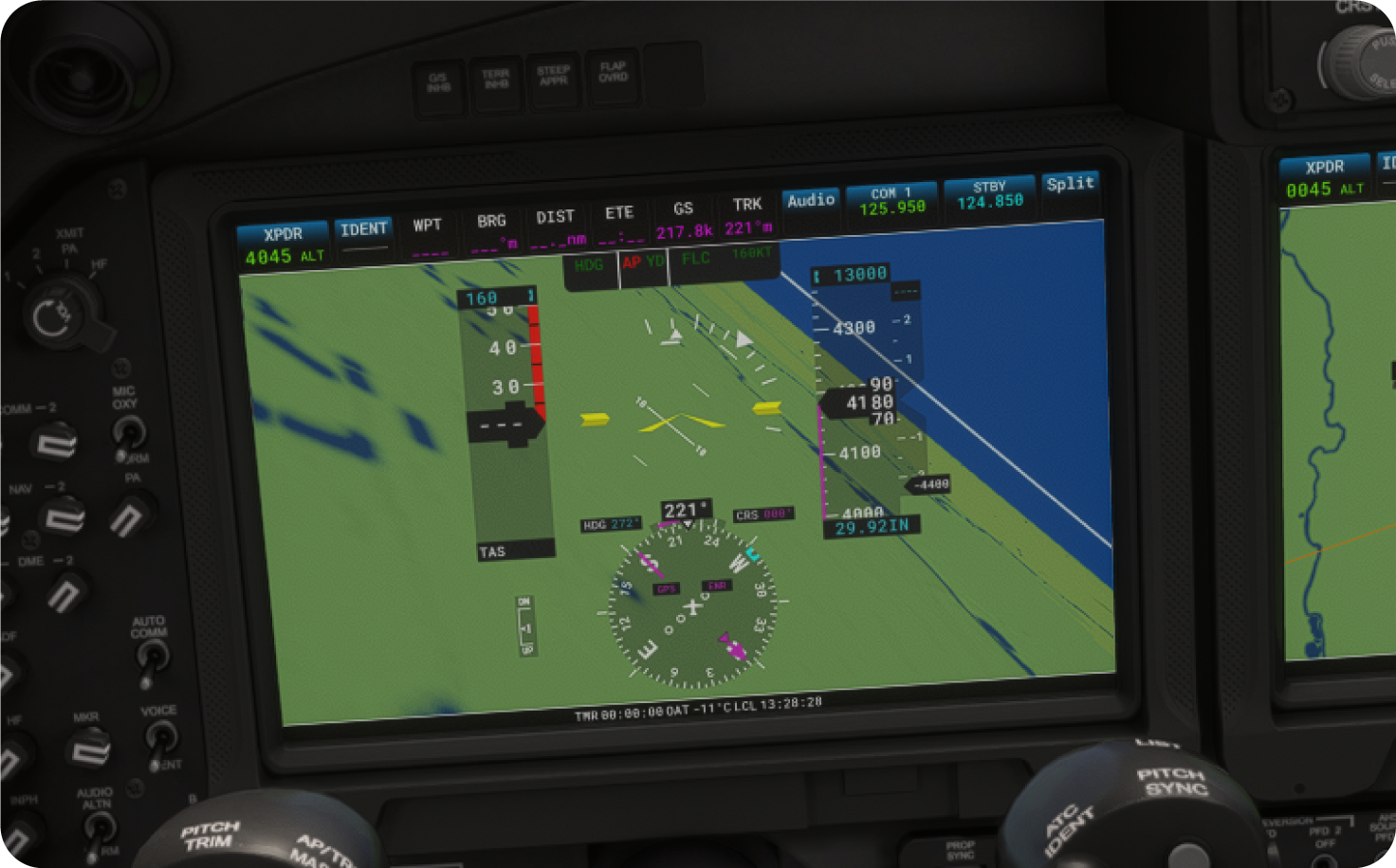 PFD of out-of-control aircraft with ASI failure.