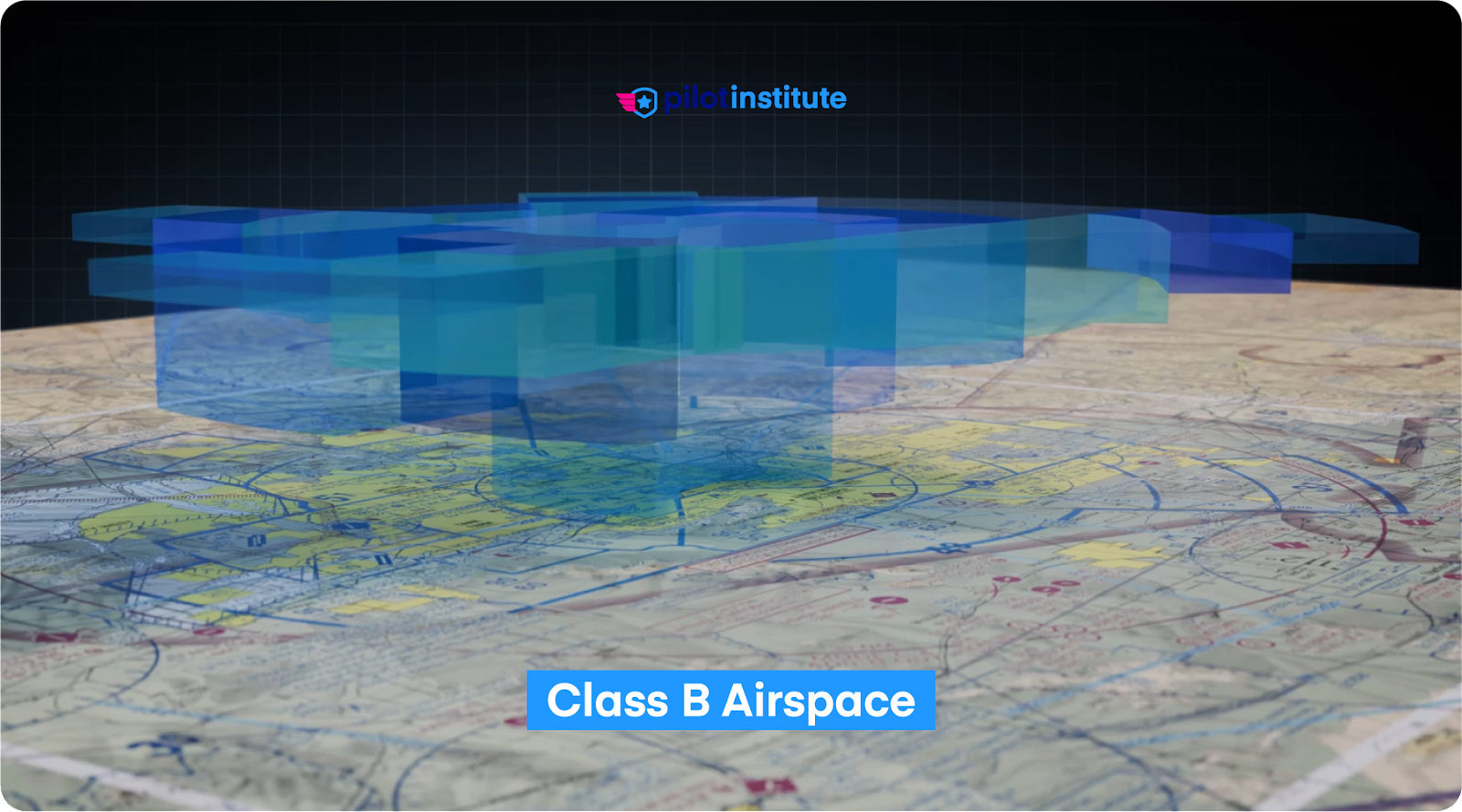 A 3D depiction of Class B airspace.