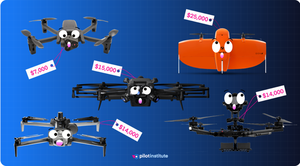 The approximate prices of the U.S.-made drones.