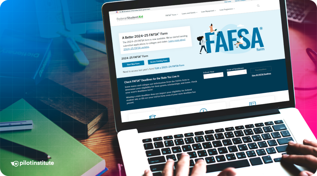 The FAFSA website on a laptop.