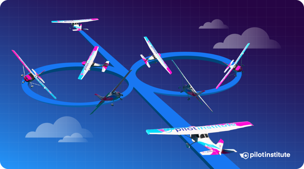 A diagram showing the flight path of a steep turn.