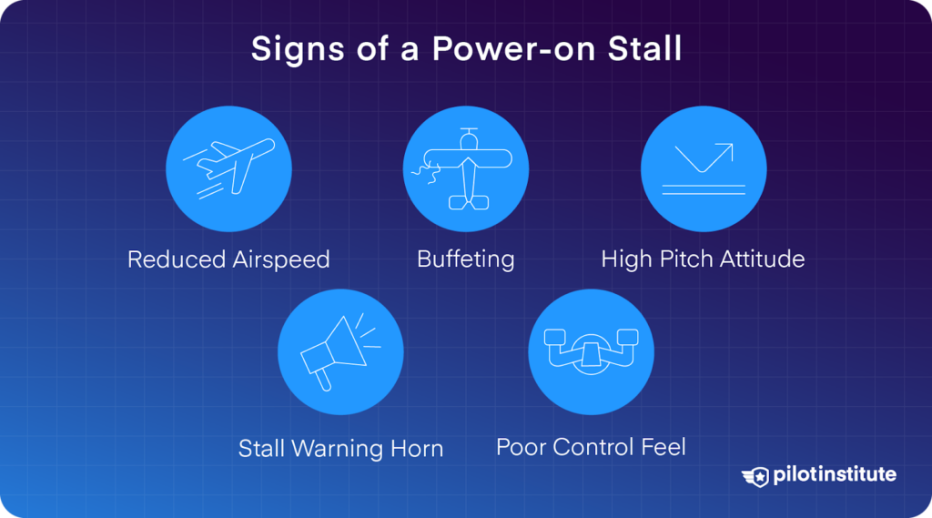 This infographic explains the 5 signs of a power-on stall.