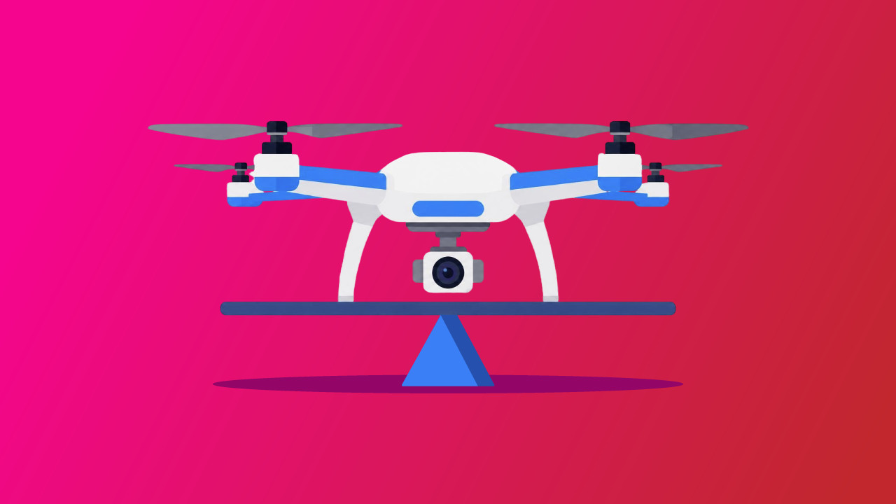 Drone with payload illustrating weight and balance concepts for Part 107 pilots. Pilot Institute.