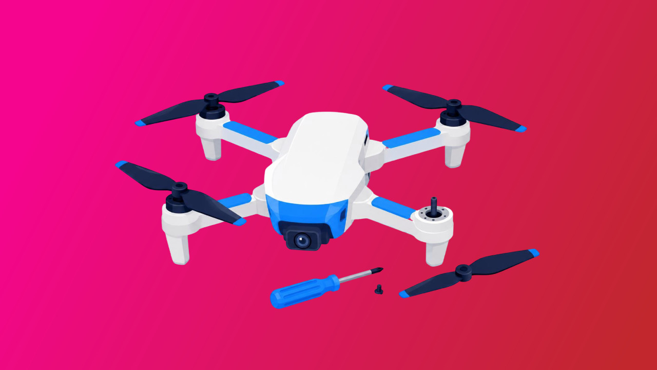 Drone maintenance and inspection Part 107 guide title graphic with technician inspecting drone — Pilot Institute
