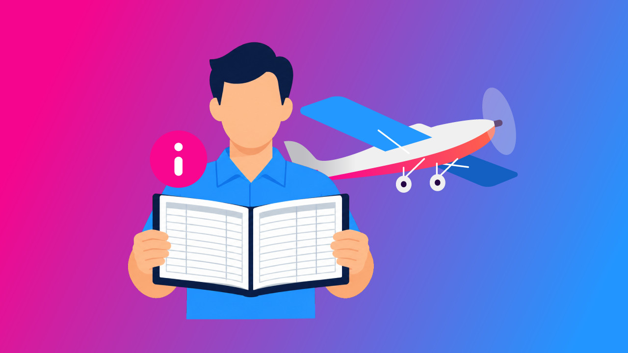 Commercial checkride infographic showing a pilot reviewing a logbook before the FAA practical test — Pilot Institute